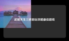 武隆天生三桥游玩攻略最佳路线
