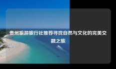 贵州旅游旅行社推荐寻找自然与文化的完美交融之旅