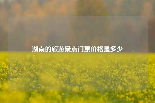 湖南的旅游景点门票价格是多少
