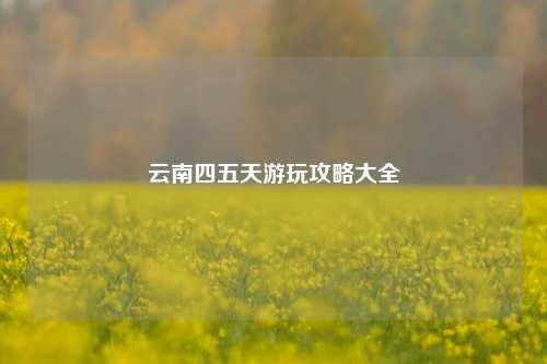 云南四五天游玩攻略大全