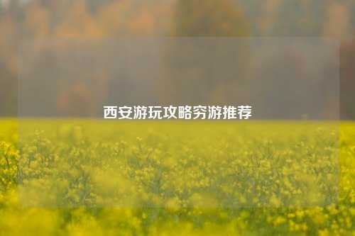 西安游玩攻略穷游推荐